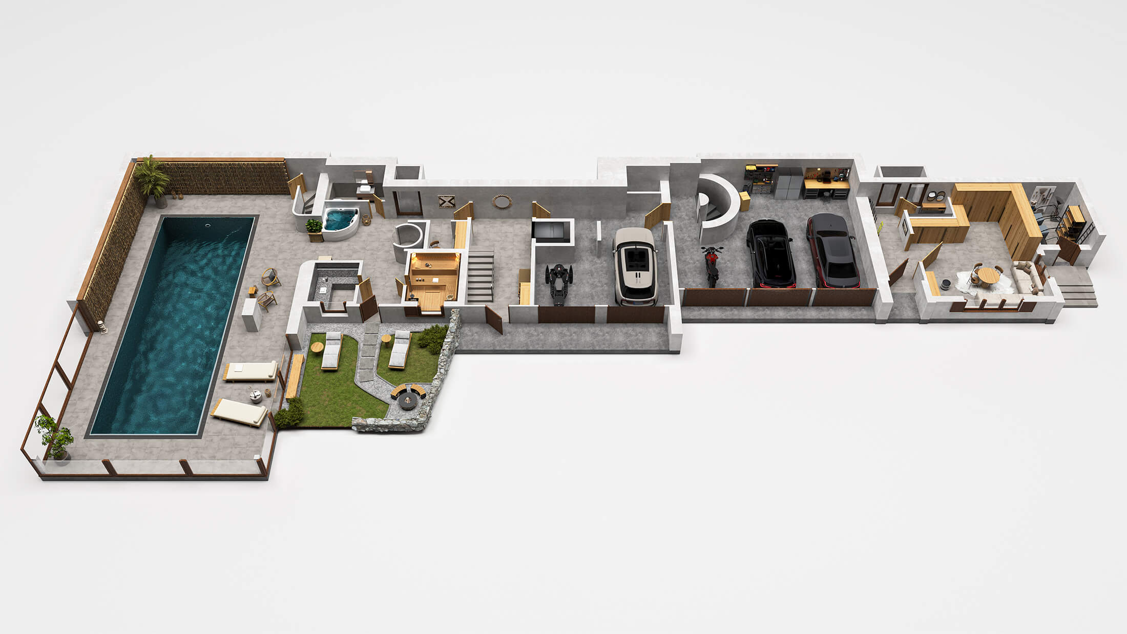 3D Grundriss Villa und Häuser