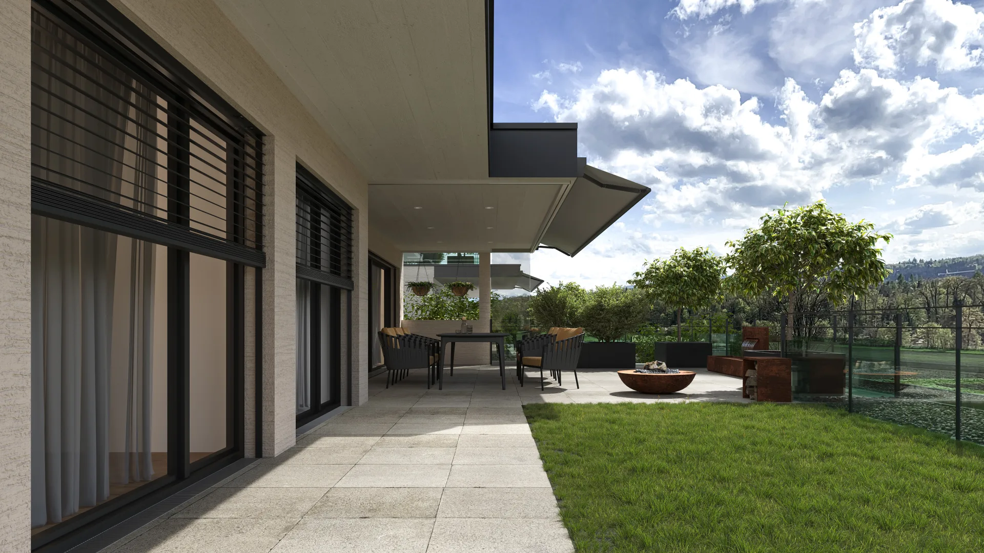 Terrassenhäuser Eggenwil – Terrasse mit Aussicht