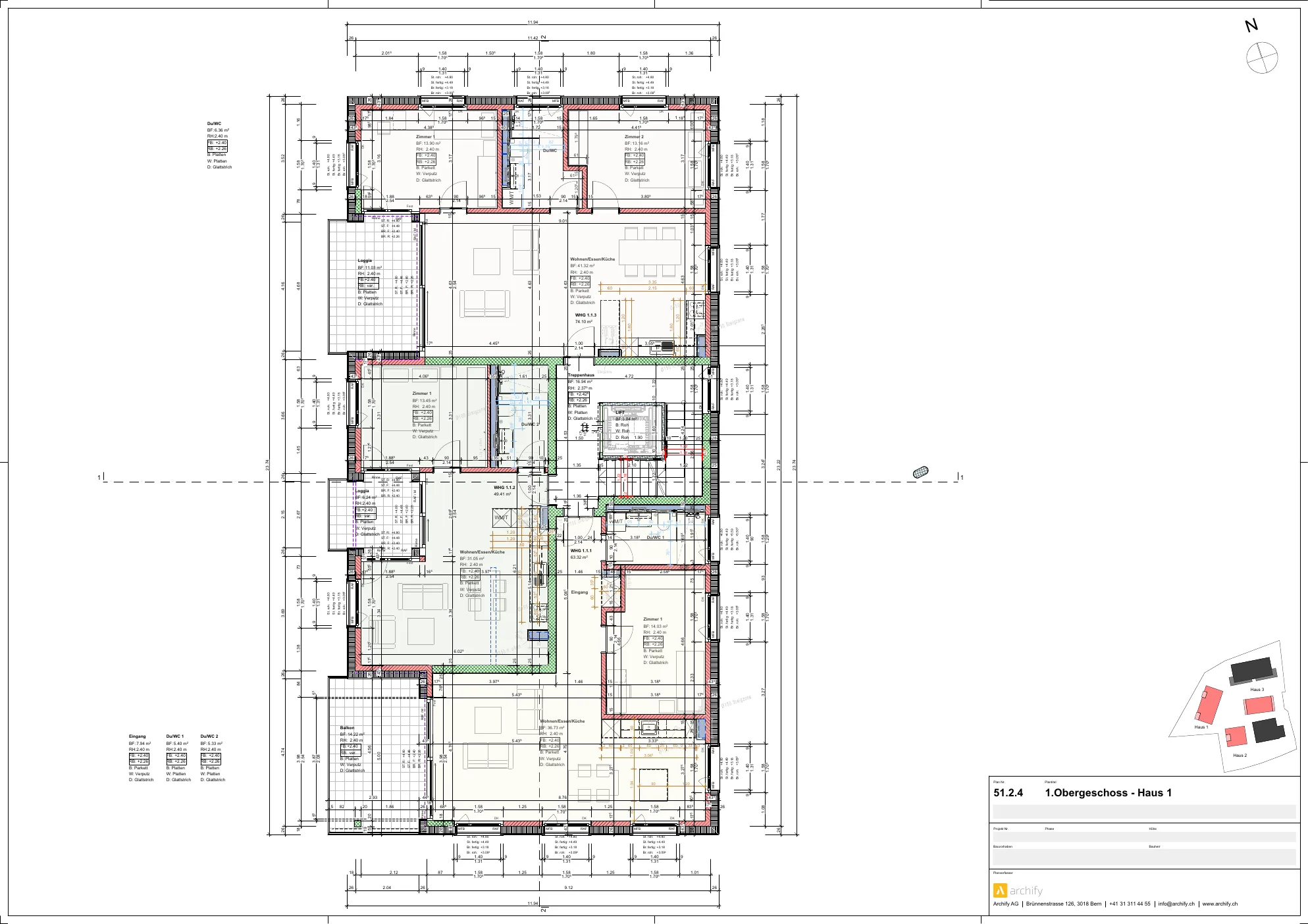 Wohnüberbauung Abtwil – Grundriss 1. Obergeschoss