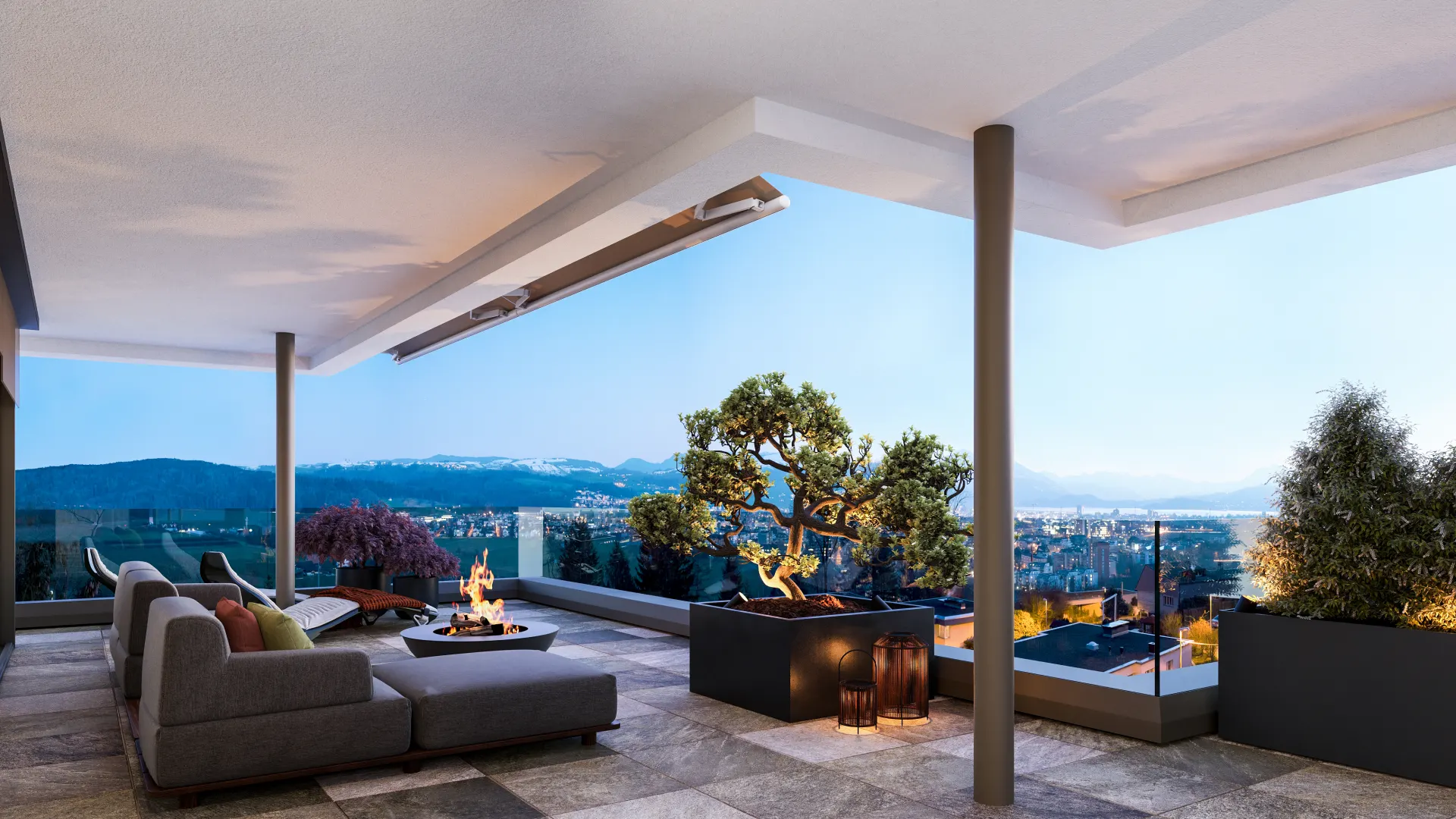 Villa Baar – Terrasse in Abendstimmung