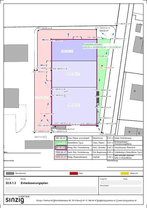 Murtenstrasse 38 Laupen – Entwässerungsplan