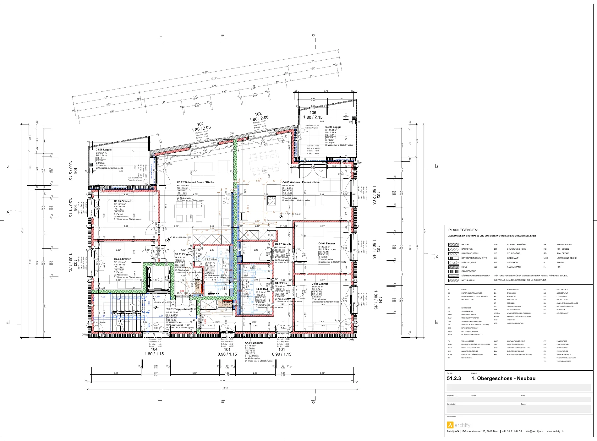 Schulhaus Steig – Neubau Grundriss 1. Obergeschoss
