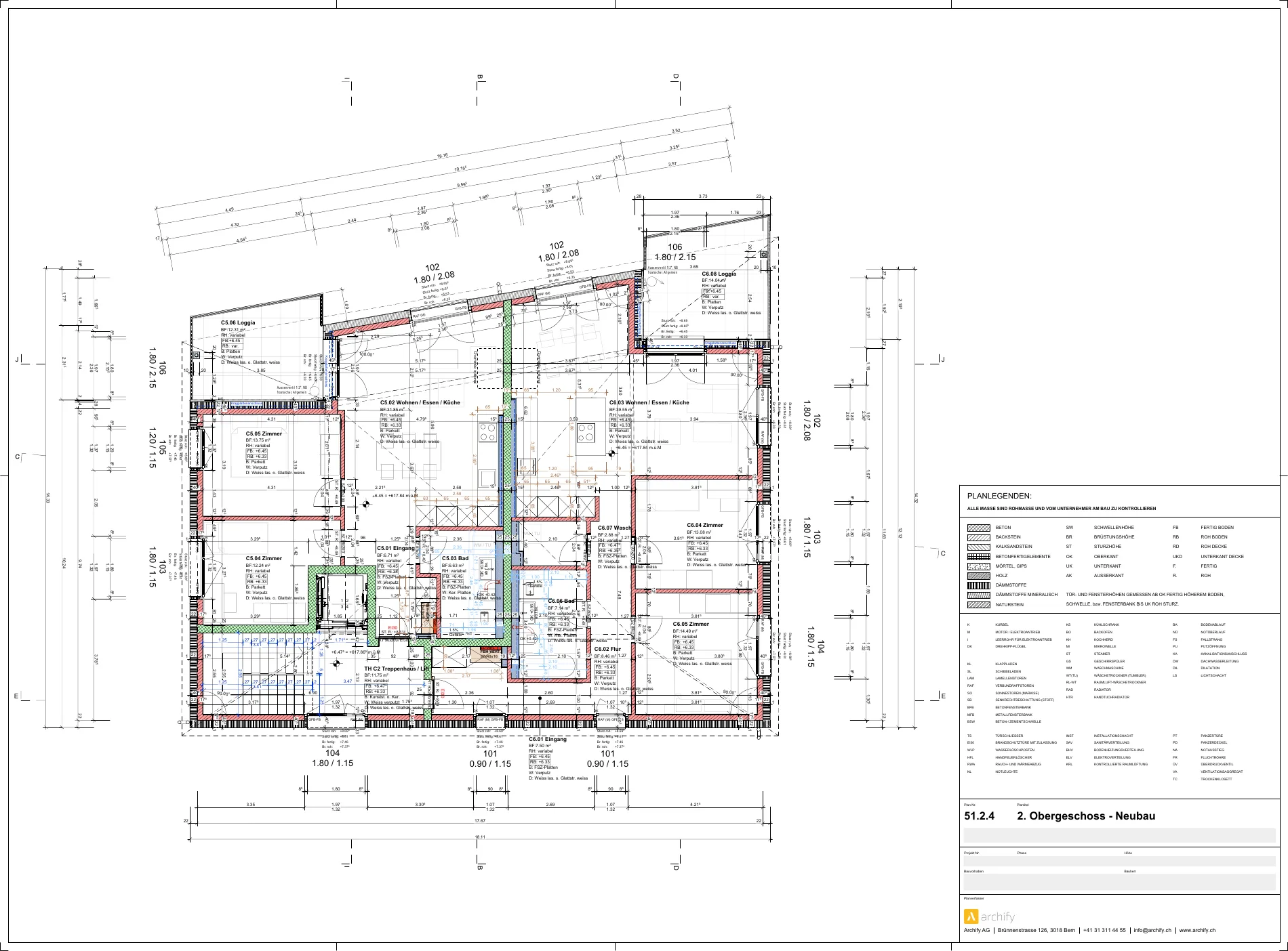 Schulhaus Steig – Neubau Grundriss 2. Obergeschoss