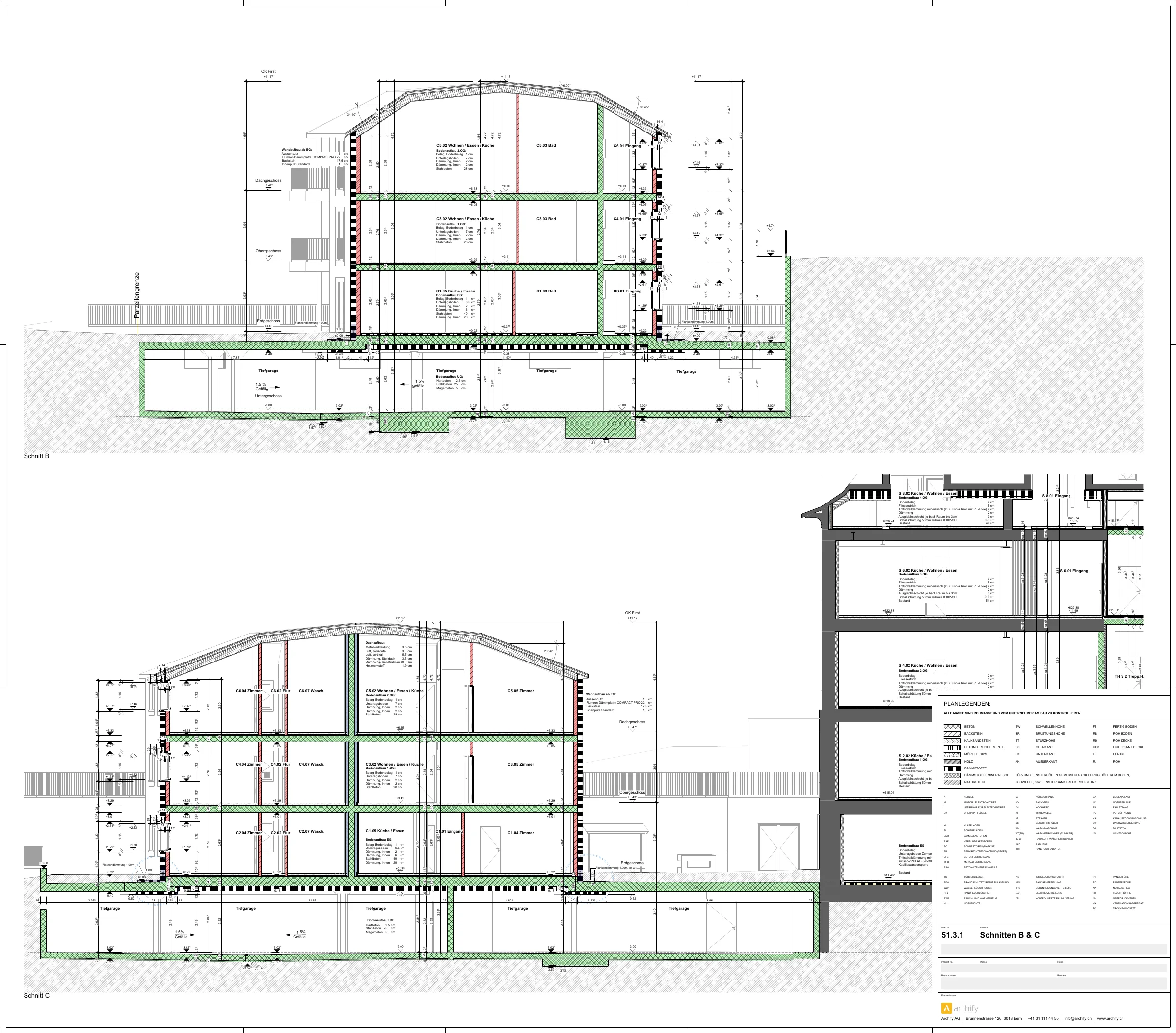 Schulhaus Steig – Neubau Schnitte B & C