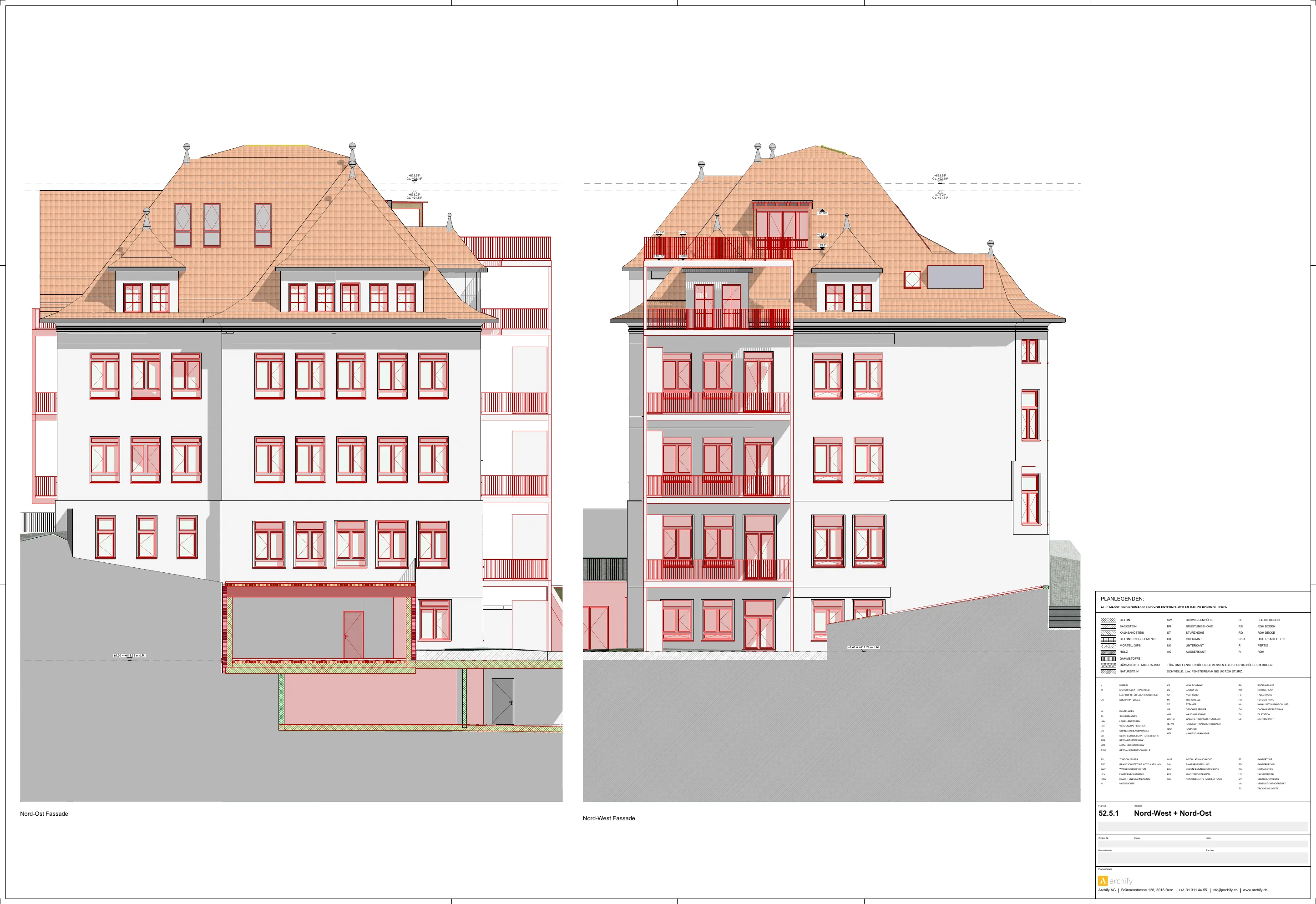 Schulhaus Steig – Umbau Ansichten Nord-West & Nord-Ost