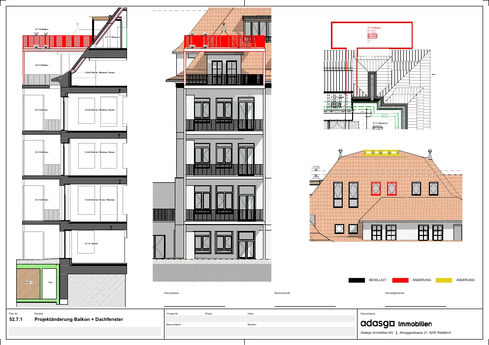 Schulhaus Steig – Projektänderung Balkon & Dachfenster